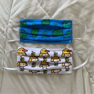 Lot of 2 Greb Comics Baby Duck & Frog Cloth Face Masks
